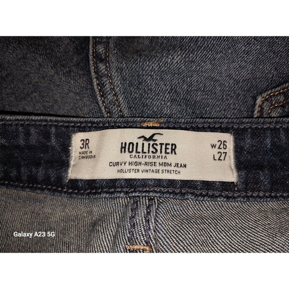 Hollister Jeans Women's Curvy High Rise Mom  Juniors 3R Distressed Destroyed - Picture 7 of 8